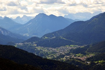 Dolomiti mountains, in Cadore, Belluno province, in North Italy, Europe. Beautiful landscape and cliffs