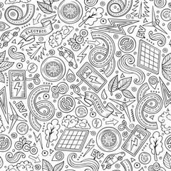 Cartoon cute hand drawn electric cars seamless pattern