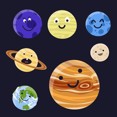 High quality solar system space planets flat universe astronomy galaxy science star vector illustration.