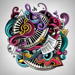 Cartoon cute doodles Music illustration