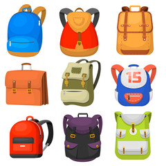 Back to School kids school backpack vector illustration - obrazy, fototapety, plakaty