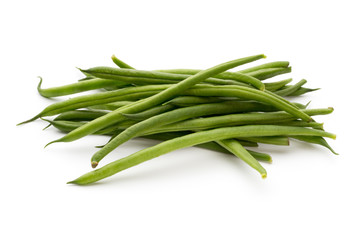Green beans isolated on a white background.