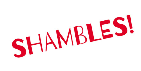 Shambles rubber stamp. Grunge design with dust scratches. Effects can be easily removed for a clean, crisp look. Color is easily changed.