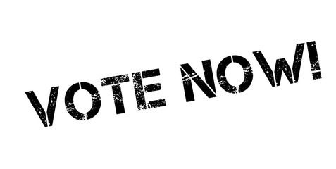 Vote Now rubber stamp. Grunge design with dust scratches. Effects can be easily removed for a clean, crisp look. Color is easily changed.