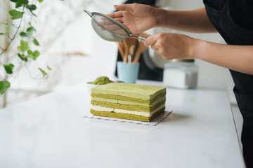 Bakery chef cooking bake in the kitchen professional