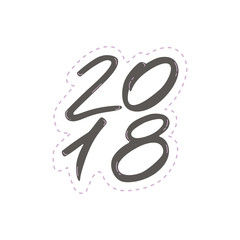 Obraz premium 2018 - symbols new year. Holiday lettering ink illustration.