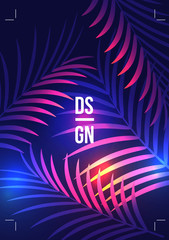 Exotic Palm Leaves Summer Tropical Design Flyer - Vector Illustration