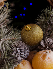 Fototapeta na wymiar Christmas decoration with fir branches