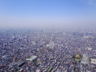 空撮した東京の下町