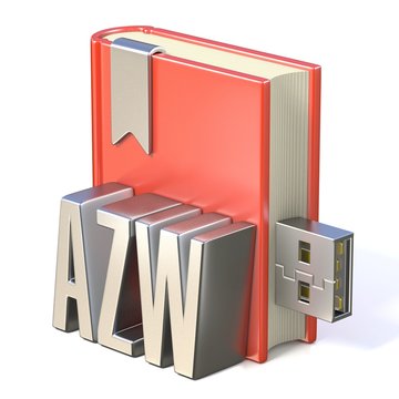 eBook icon metal AZW red book USB 3D