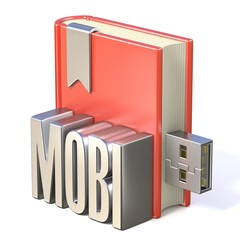 eBook icon metal MOBI red book USB 3D