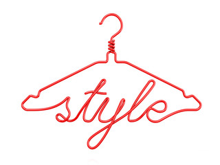 Red wire clothes hangers with message - STYLE. 3D