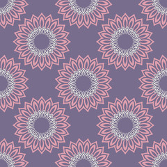 Flower mandala ornament. Floral decorative seamless pattern. Oriental background with round design elements. Floral decorative seamless pattern.