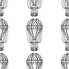 Vintage balloon Vector image on blackboard Chalk Illustration Seamless vector pattern with hot air balloon Balloon festivals