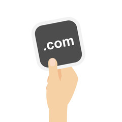 Hand hält graue Karte - .com