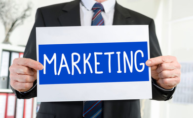 Marketing concept shown by a businessman