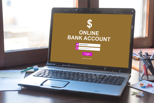 Online bank account concept on a laptop screen