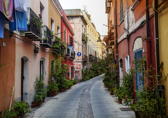 Quartiere Villanova, Cagliari, Sardegna, Italy - obrazy, fototapety, plakaty