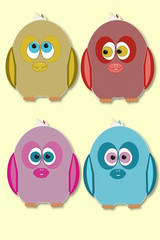 Vogel Eule Comic Vektor Charakter Illustration 