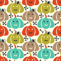 Seamless pattern with pumpkin. Halloween background