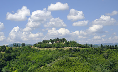 Fototapeta na wymiar Summer landscape between Brisighella and Modigliana (Romagna, Italy)
