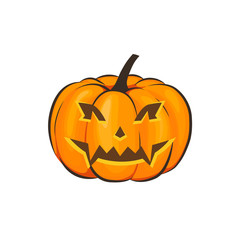 Halloween is isolated with a terrible pumpkin in a cartoon style on a white background. Vector Illustration on Halloween Celebration for your projects