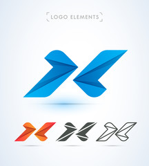 X or H abstract letter vector logo. Material design, flat, line art style