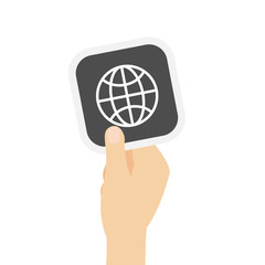 Hand hält graue Karte - Internetbrowser