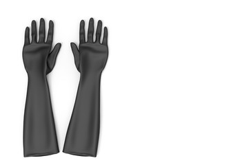 3d rendering. Black rubber gloves isolated on white background