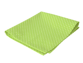 Green kitchen towel folded isolated.