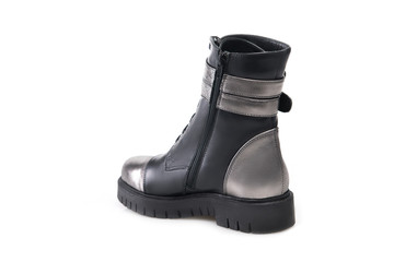 Black suede boot isolated on white background.