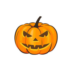 Halloween is isolated with a terrible pumpkin in a cartoon style on a white background. Vector Illustration on Halloween Celebration for your projects