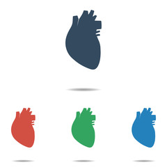 Human heart icon set - simple flat design isolated on white background, vector
