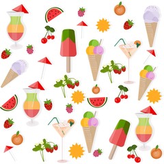 Icecream and cocktail set Vector background