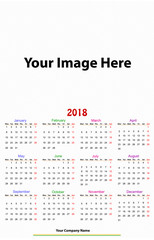 12 months Calendar Design 2018 printable and editable