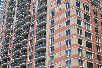 Fototapeta premium facade view of building wall in the city