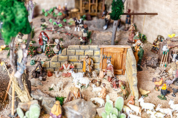 Crib full of many characters from the time of the birth of Jesus Christ, Christmas.