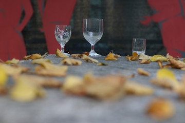 After the wedding in the autumn: remains of the party.