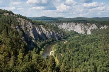 Fototapeta premium Valley of river Agidel with white rocks