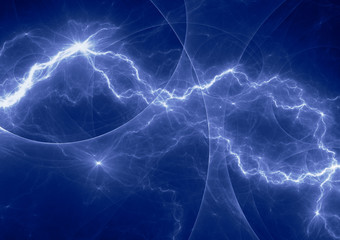 Blue electrical lightning, plasma power background