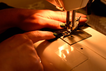 sewing machine working