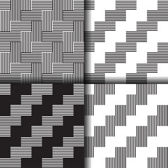 Set of abstract linear black and white patterns