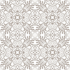 Floral geometric texture seamless pattern. Ornament background with white background.
