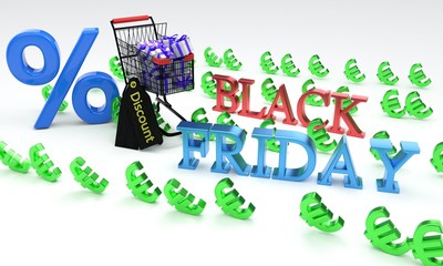Fototapeta premium Shopping discount black friday, 3d