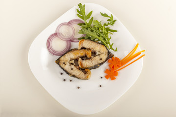 A dish of grilled sturgeon