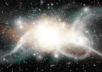 Stars, dust and gas nebula in a far galaxy