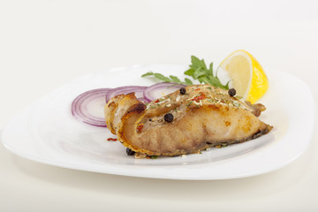 A dish of grilled sturgeon