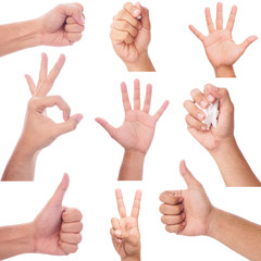 Male hand gesture and sign collection