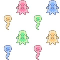vector pixel art ghost