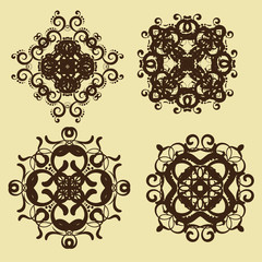 Vintage frames and scroll elements,Floral background design, luxury mandala